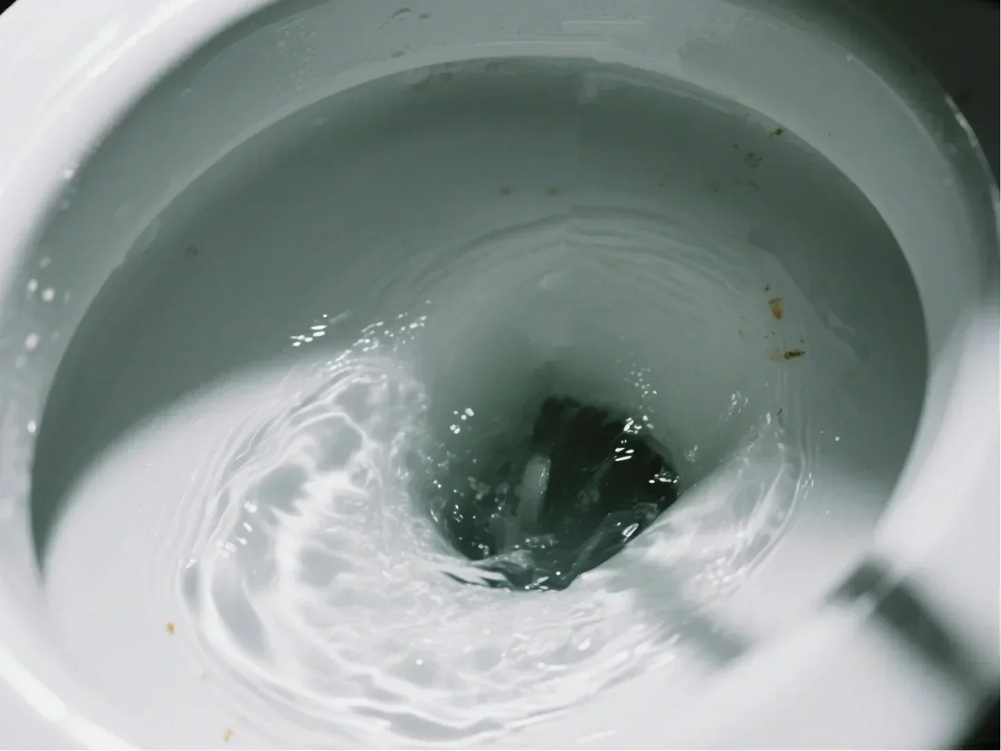 Clean water flowing into a conventional flush toilet