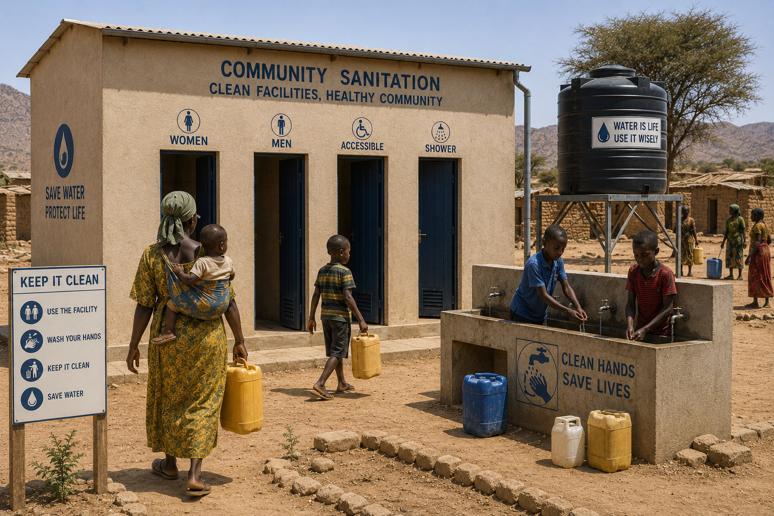 Community sanitation facilities in a water-stressed region