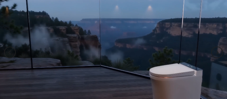 EcoWaterless T02 waterless incineration toilet in an off-grid mountain setting